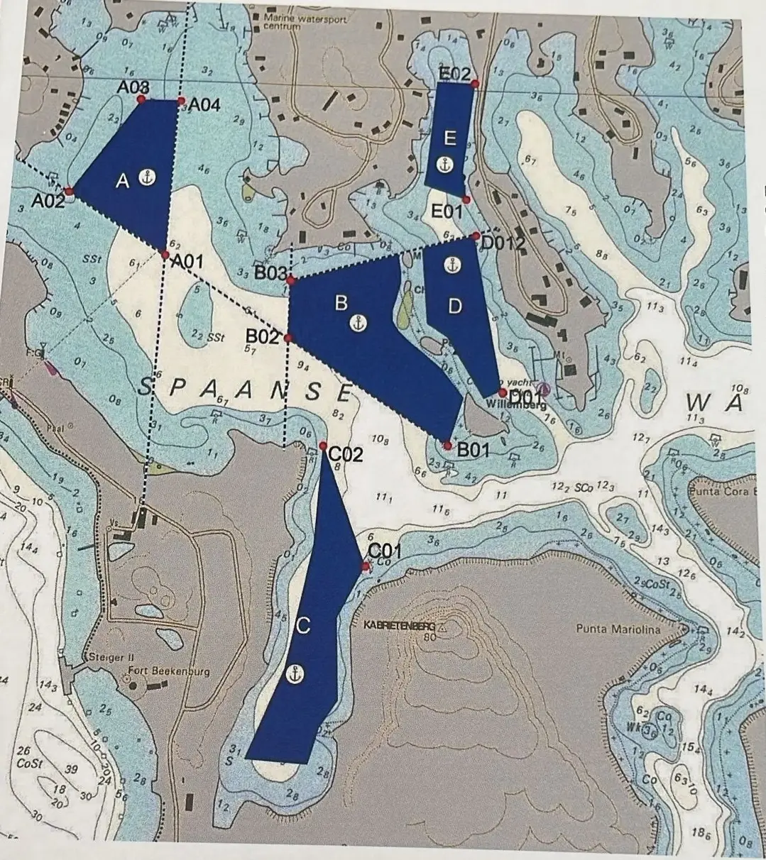 Curacao Spanish Water Anchor Zones