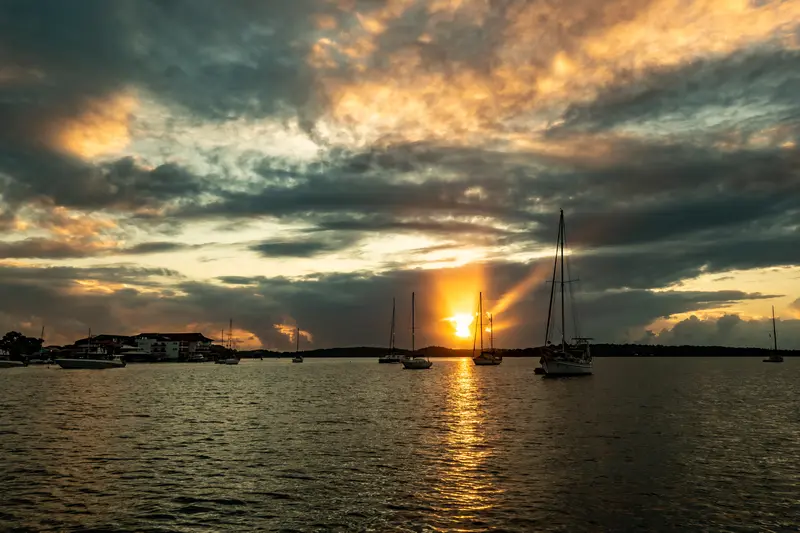 sun rising in Bocal del Toro