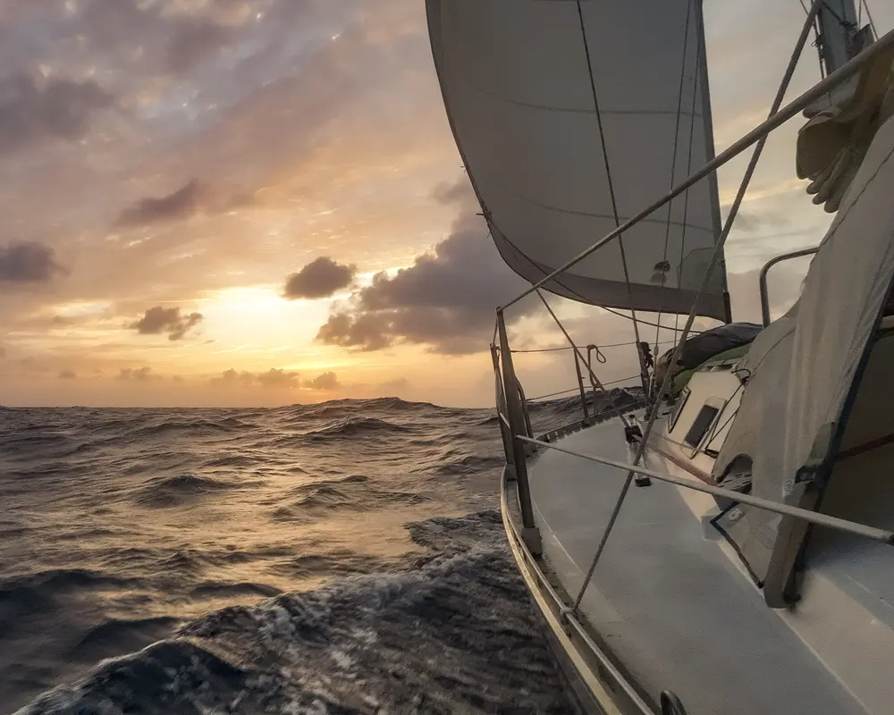 Sailing into the sunset in the Caribbean